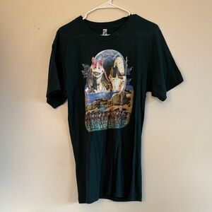Black Graphic T-Shirt with Fantasy Print